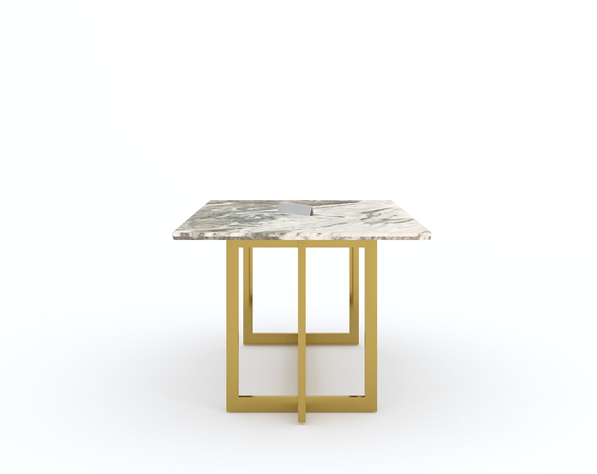 Rodano Dining Table with Green Choco Marble Top - 4 Seater - Furnishka 