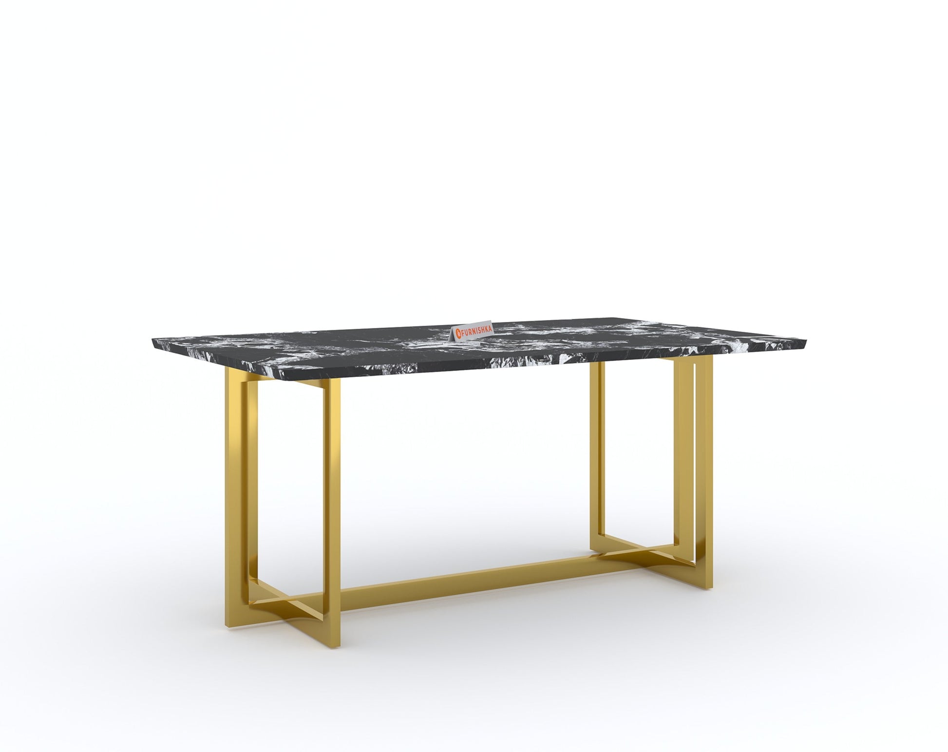 Rodano Dining Table with Etna Black Marble Top - 4 Seater - Furnishka 