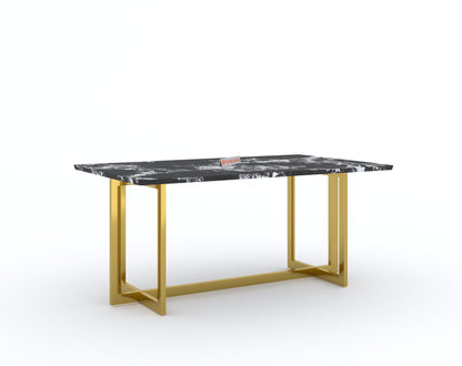 Rodano Dining Table with Etna Black Marble Top - 4 Seater - Furnishka 