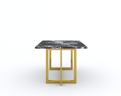 Rodano Dining Table with Etna Black Marble Top - 4 Seater - Furnishka 