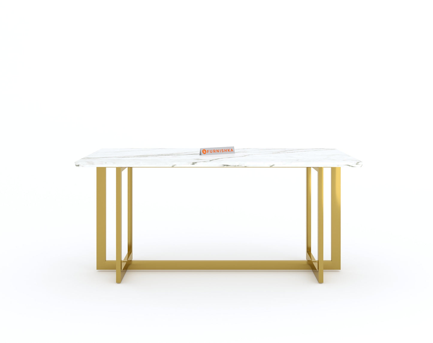 Rodano Dining Table with White Engineered Marble Top - 4 Seater - Furnishka 