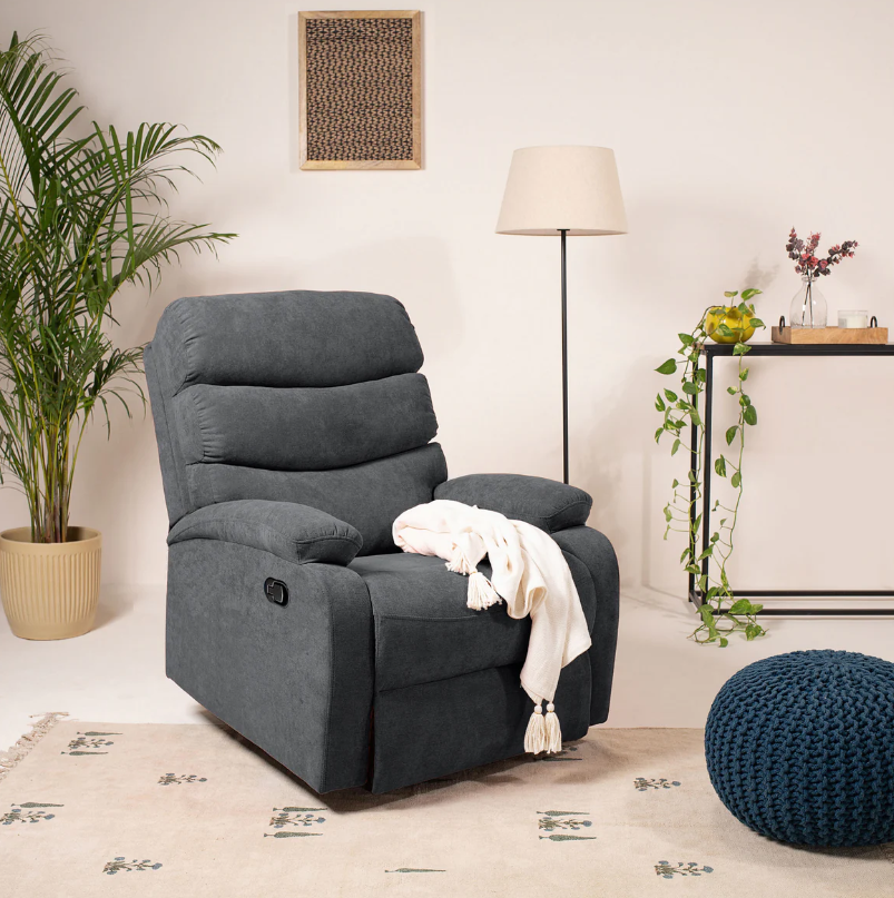 Abiza 1 Seater Ash Rotation Manual Recliner - Furnishka 