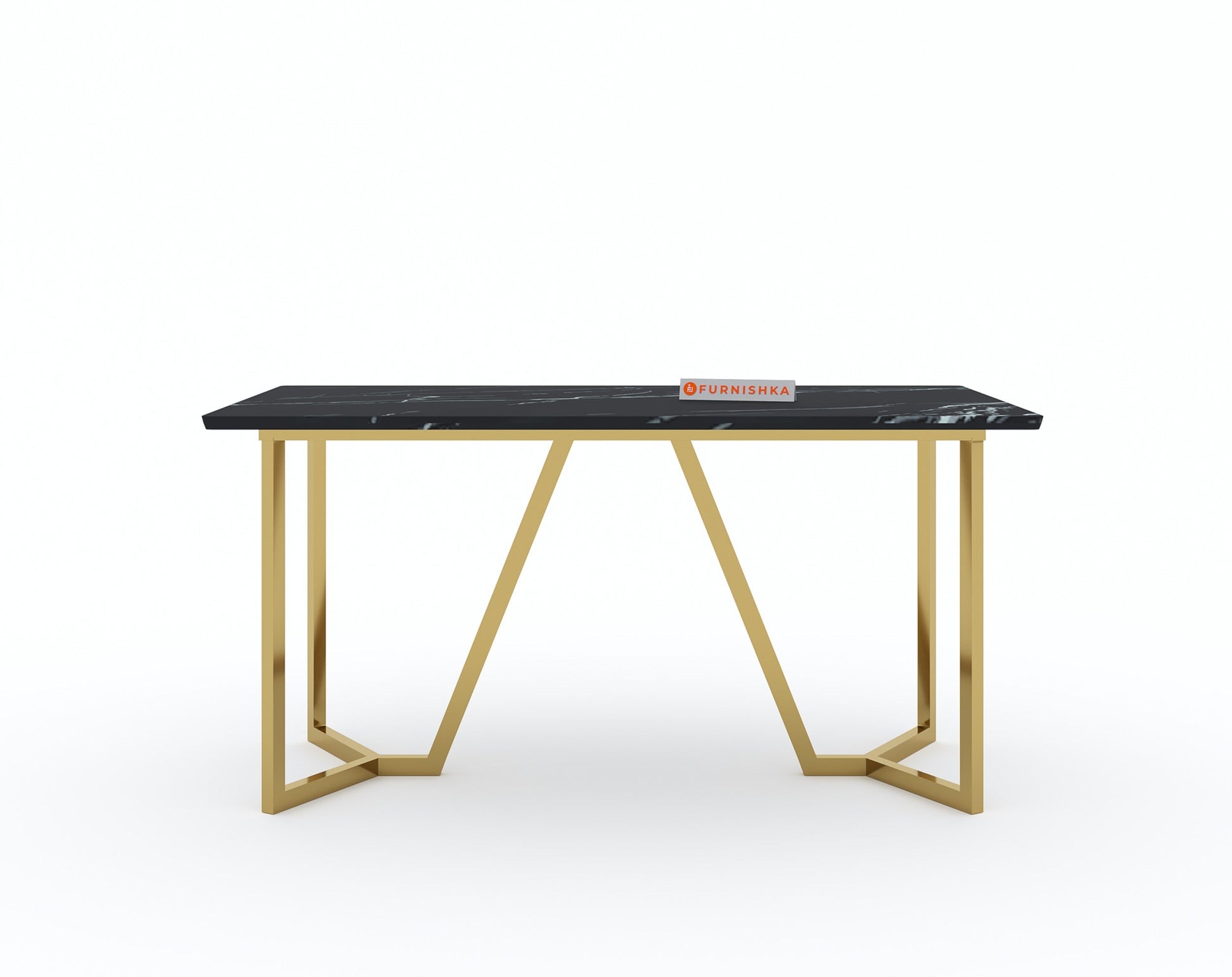 Olzaa Dining Table with Black Engineered Marble Top - 4 Seater - Furnishka 