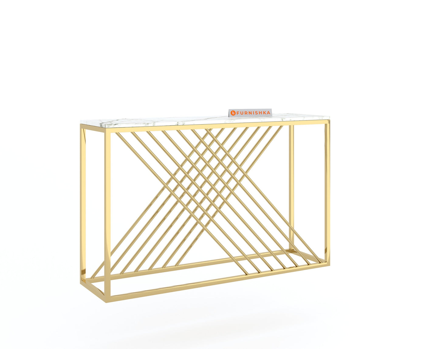 Xero Console Table with White Engineered Marble Top - Furnishka 