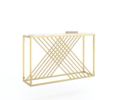 Xero Console Table with White Engineered Marble Top - Furnishka 