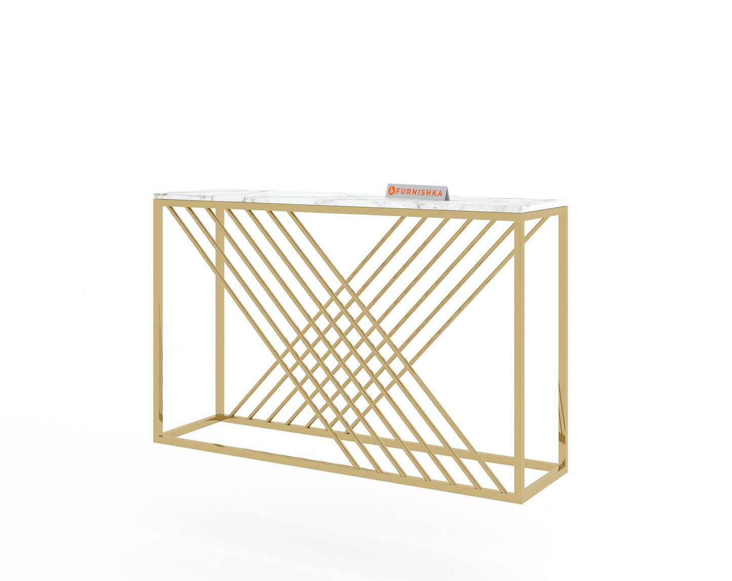 Xero Console Table with White Engineered Marble Top - Furnishka 