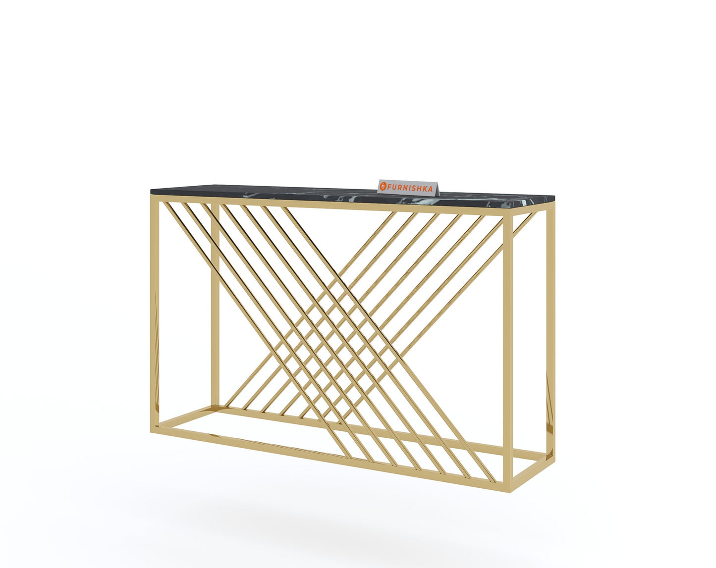 Xero Console Table with Black Engineered Marble Top - Furnishka 