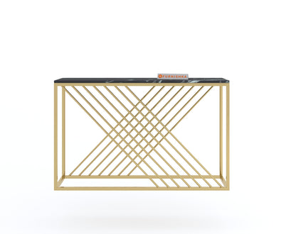 Xero Console Table with Black Engineered Marble Top - Furnishka 