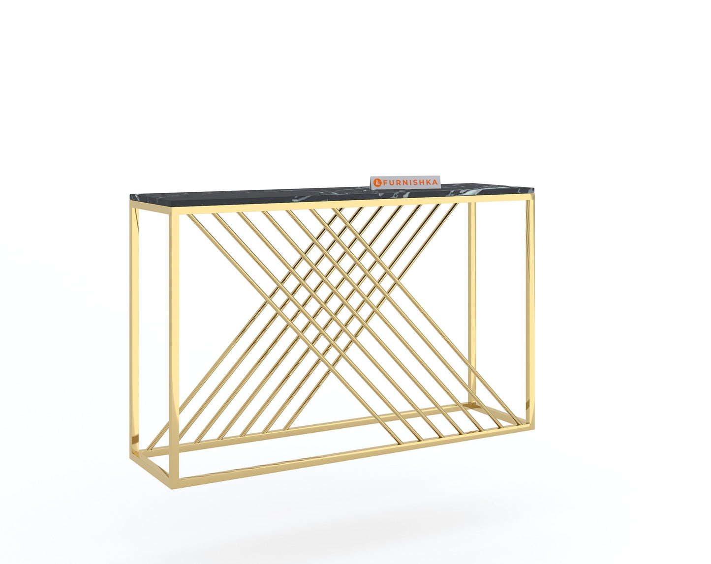 Xero Console Table with Black Engineered Marble Top - Furnishka 