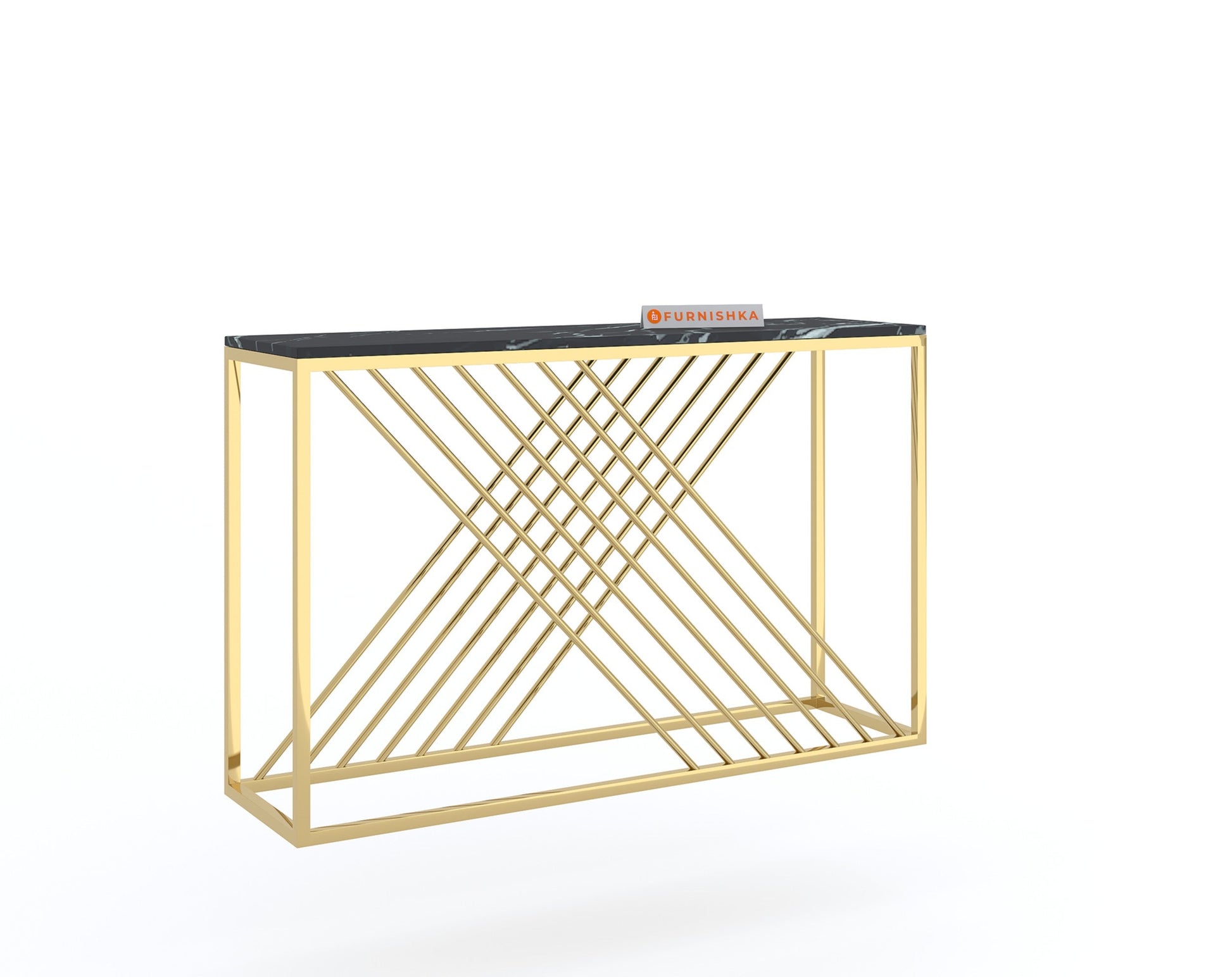 Xero Console Table with Black Engineered Marble Top - Furnishka 