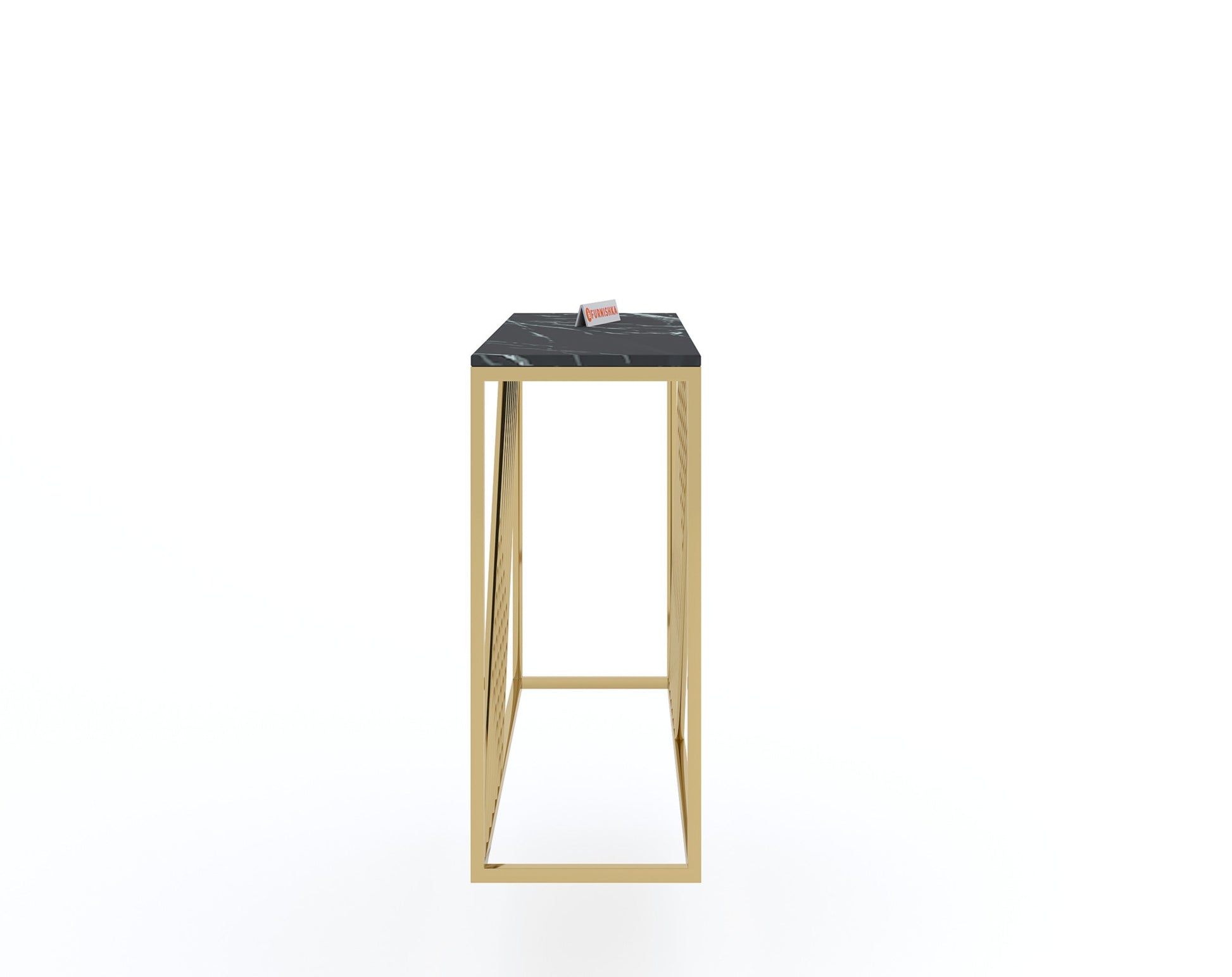 Xero Console Table with Black Engineered Marble Top - Furnishka 