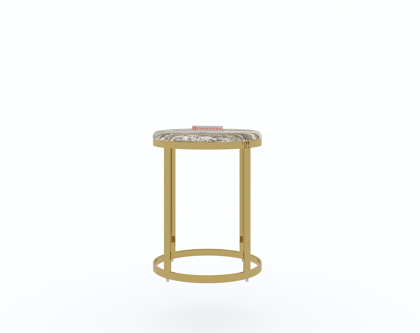 Arcus Side Table with Green Choco Marble Top - Furnishka 