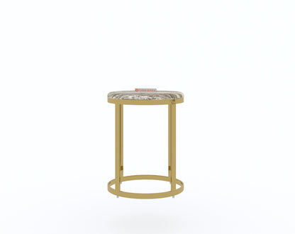 Arcus Side Table with Green Choco Marble Top - Furnishka 