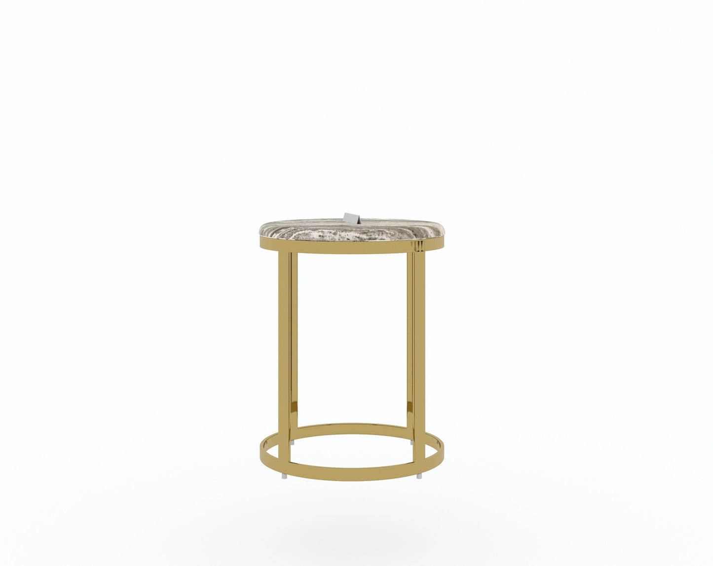 Arcus Side Table with Green Choco Marble Top - Furnishka 