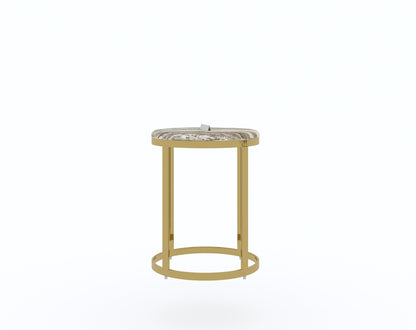 Arcus Side Table with Green Choco Marble Top - Furnishka 