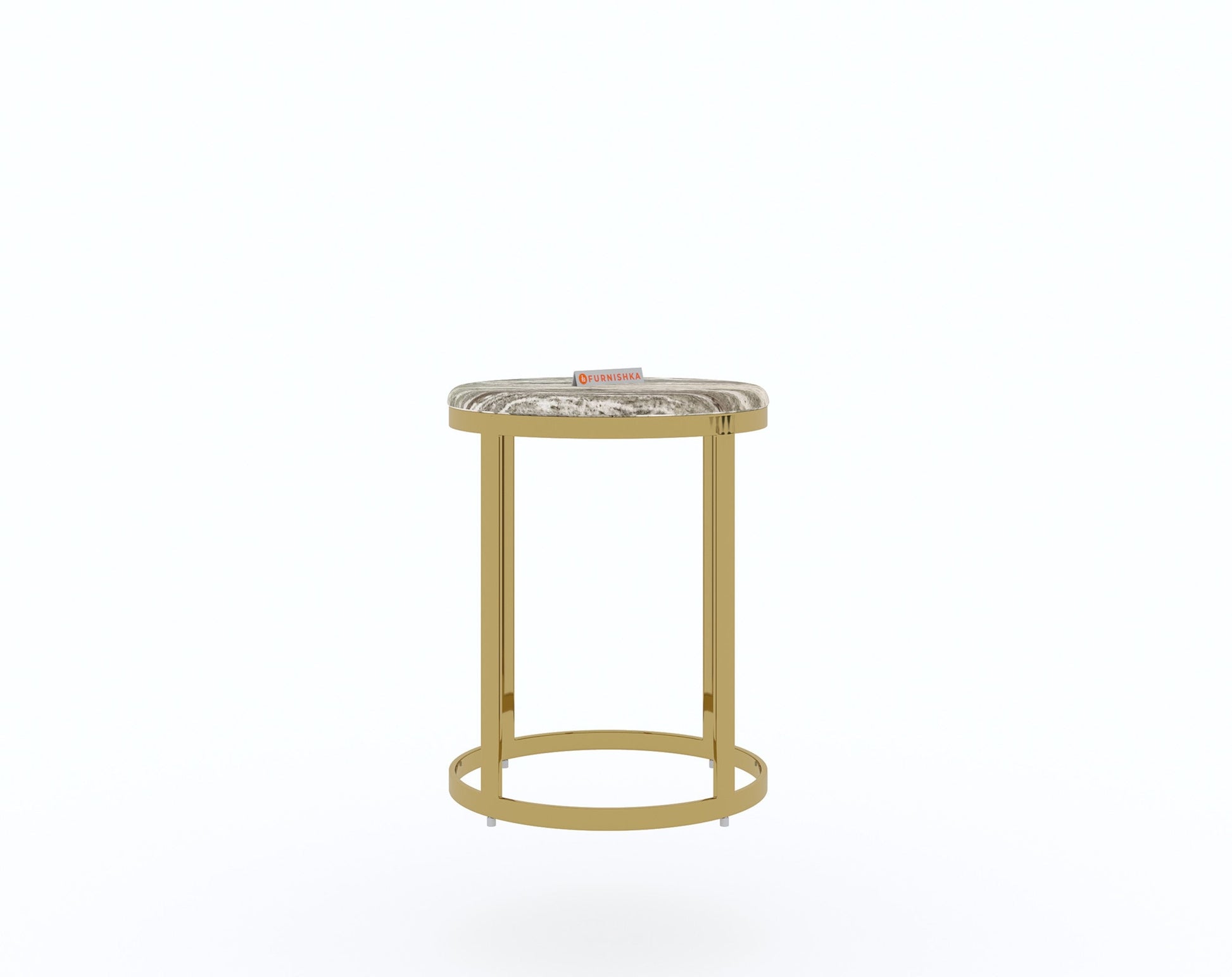 Arcus Side Table with Green Choco Marble Top - Furnishka 