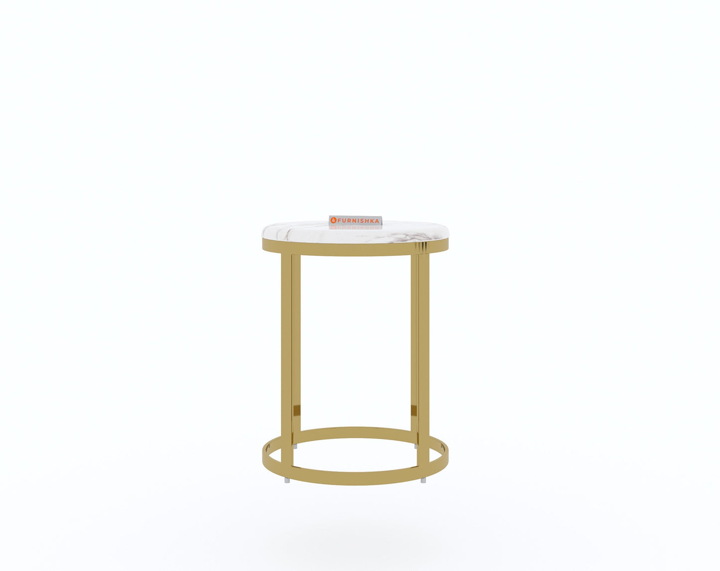 Arcus Side Table with White Engineered Marble Top - Furnishka 