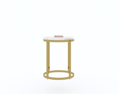 Arcus Side Table with White Engineered Marble Top - Furnishka 