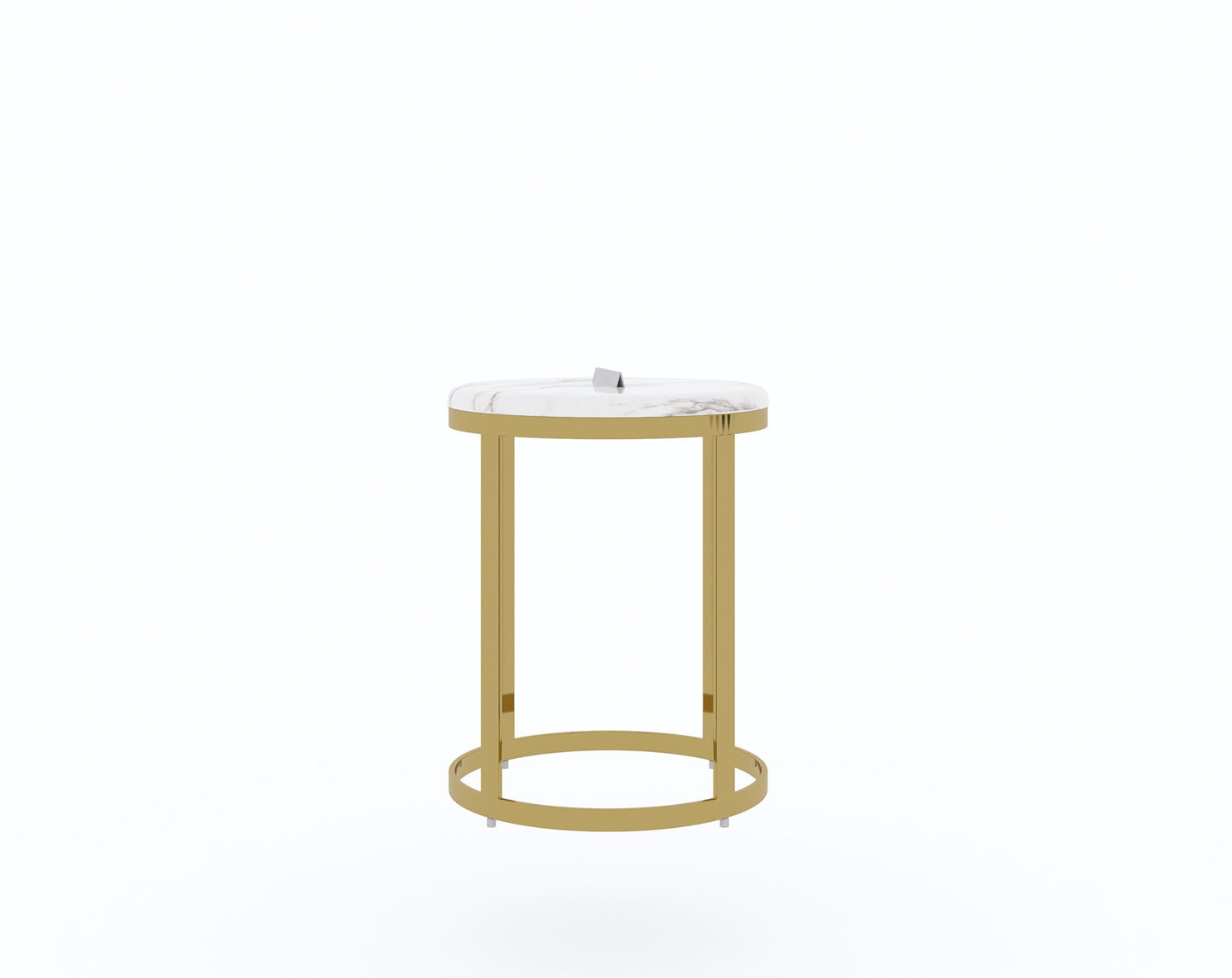 Arcus Side Table with White Engineered Marble Top - Furnishka 