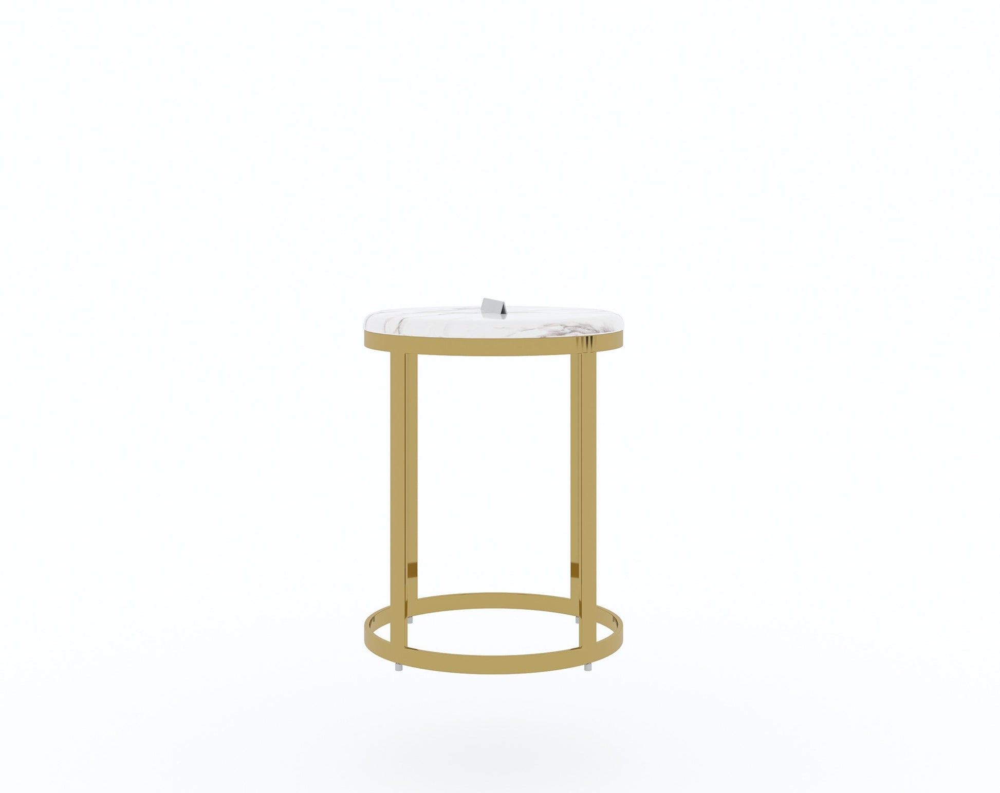 Arcus Side Table with White Engineered Marble Top - Furnishka 