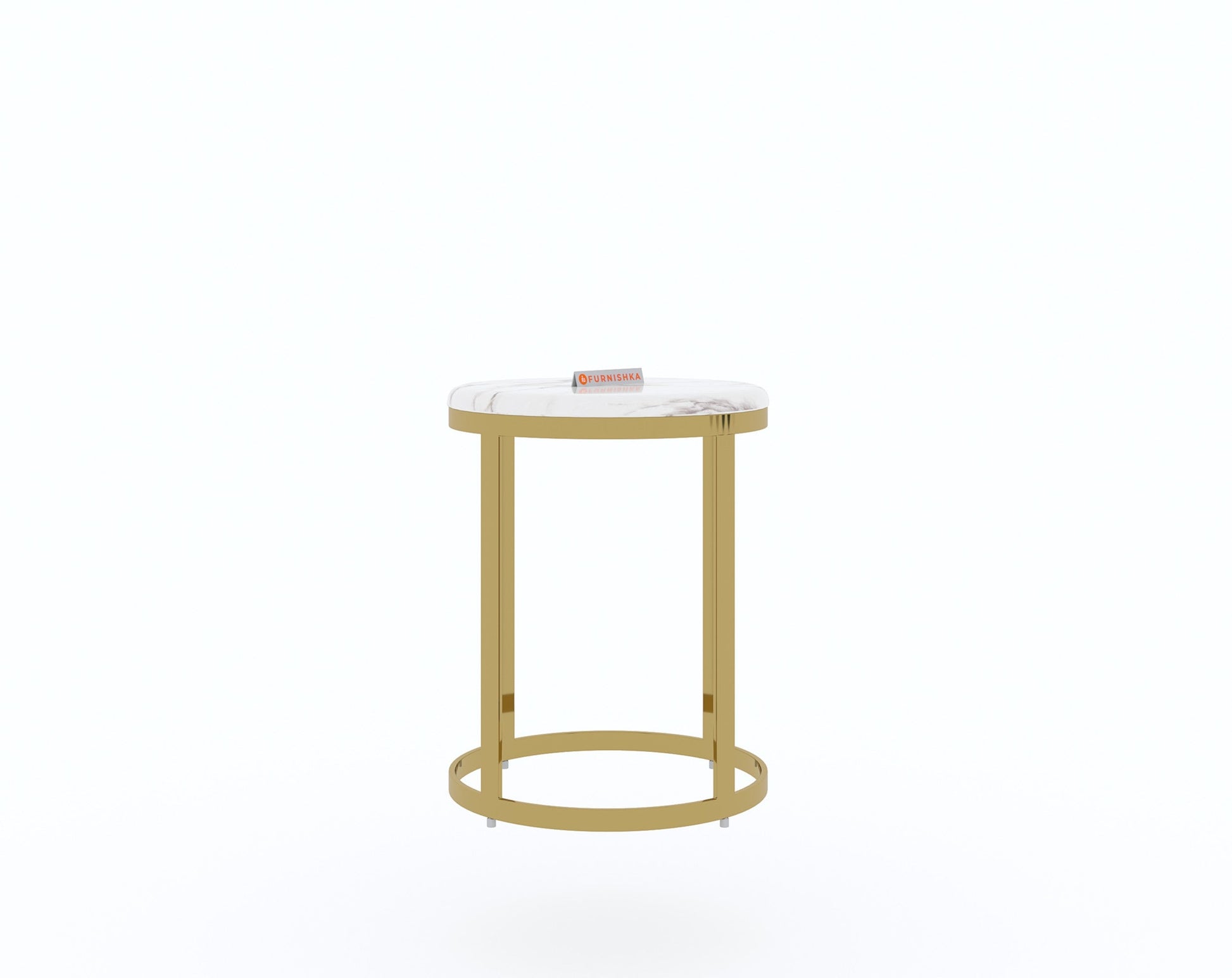 Arcus Side Table with White Engineered Marble Top - Furnishka 
