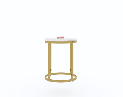 Arcus Side Table with White Engineered Marble Top - Furnishka 