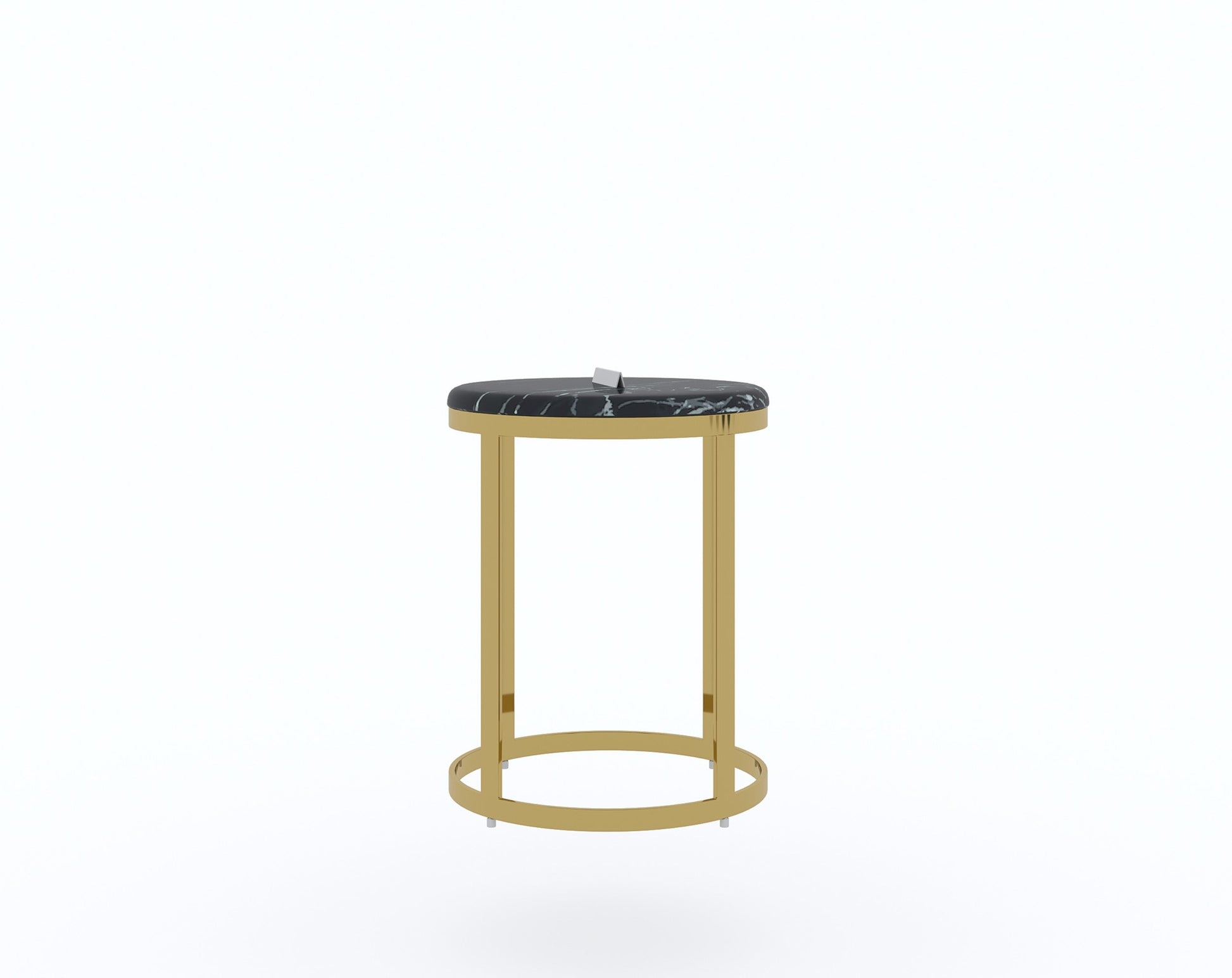 Arcus Side Table with Black Engineered Marble Top - Furnishka 