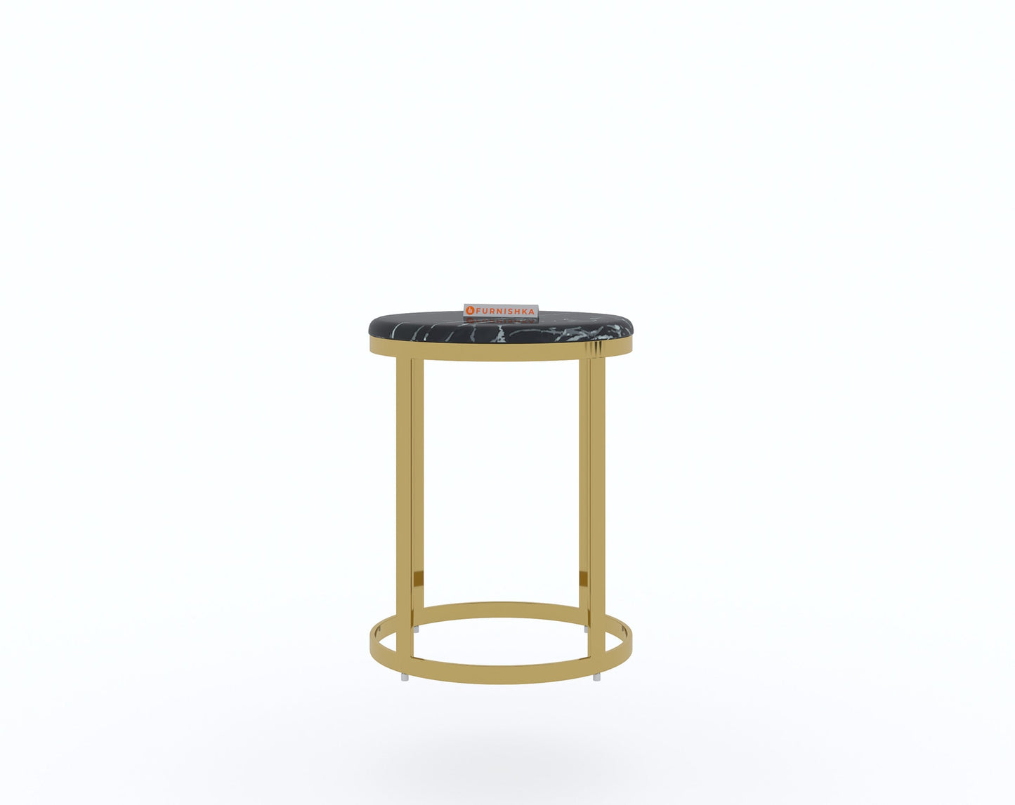 Arcus Side Table with Black Engineered Marble Top - Furnishka 