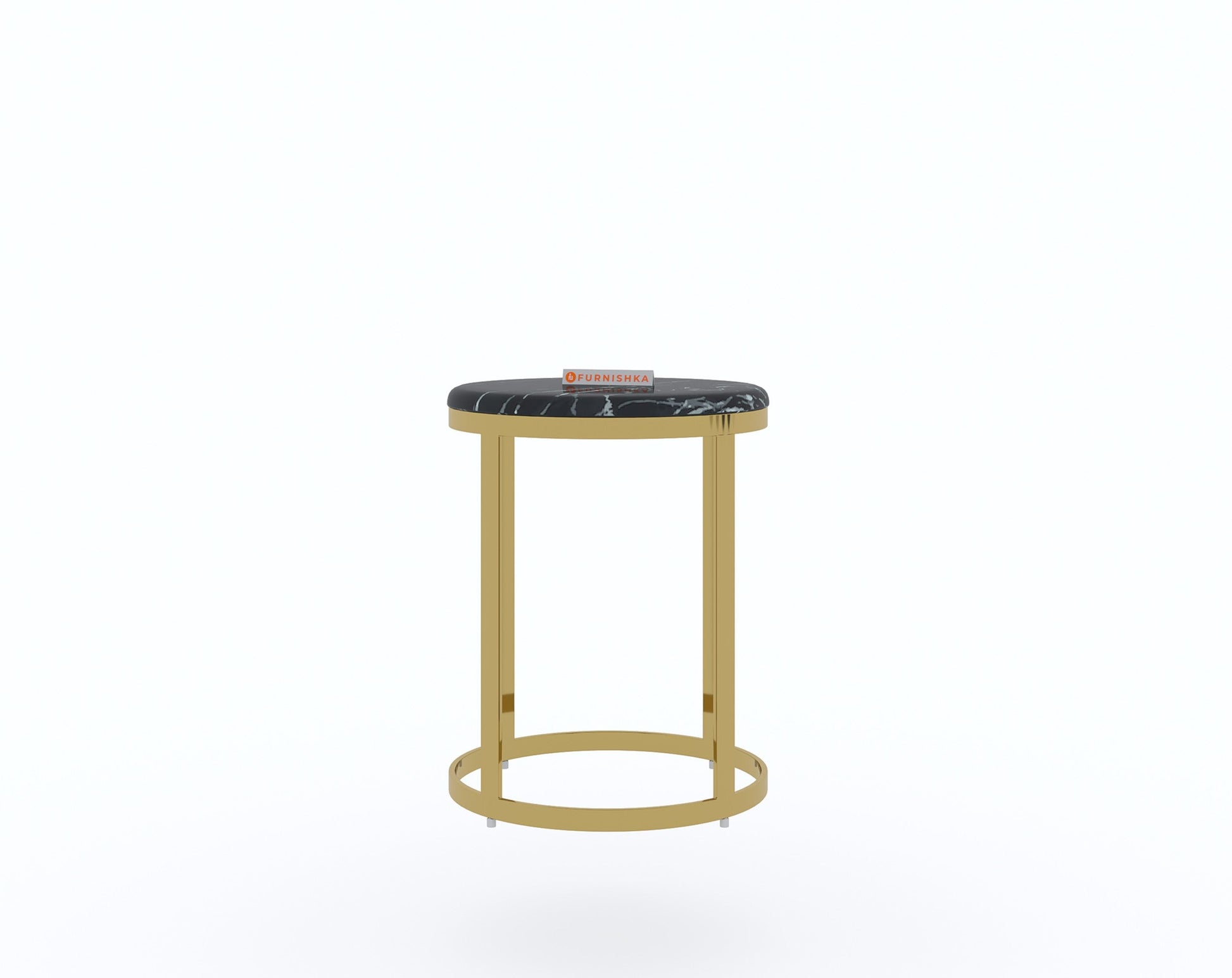 Arcus Side Table with Black Engineered Marble Top - Furnishka 