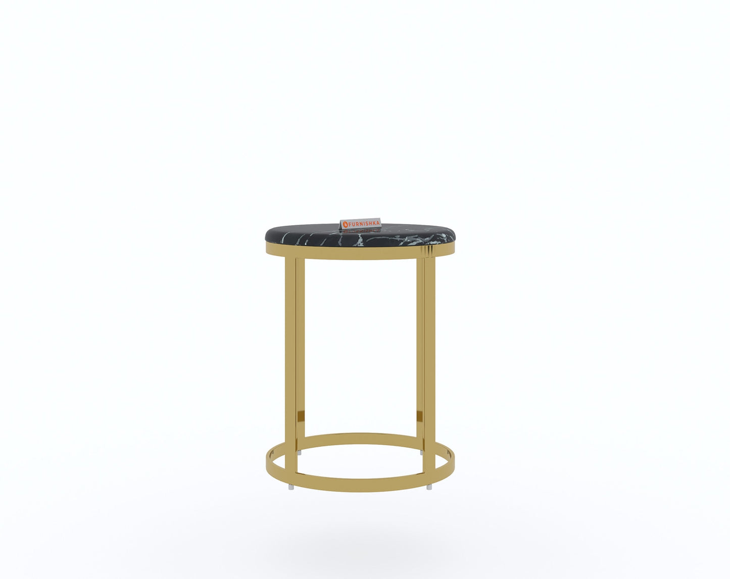 Arcus Side Table with Black Engineered Marble Top - Furnishka 