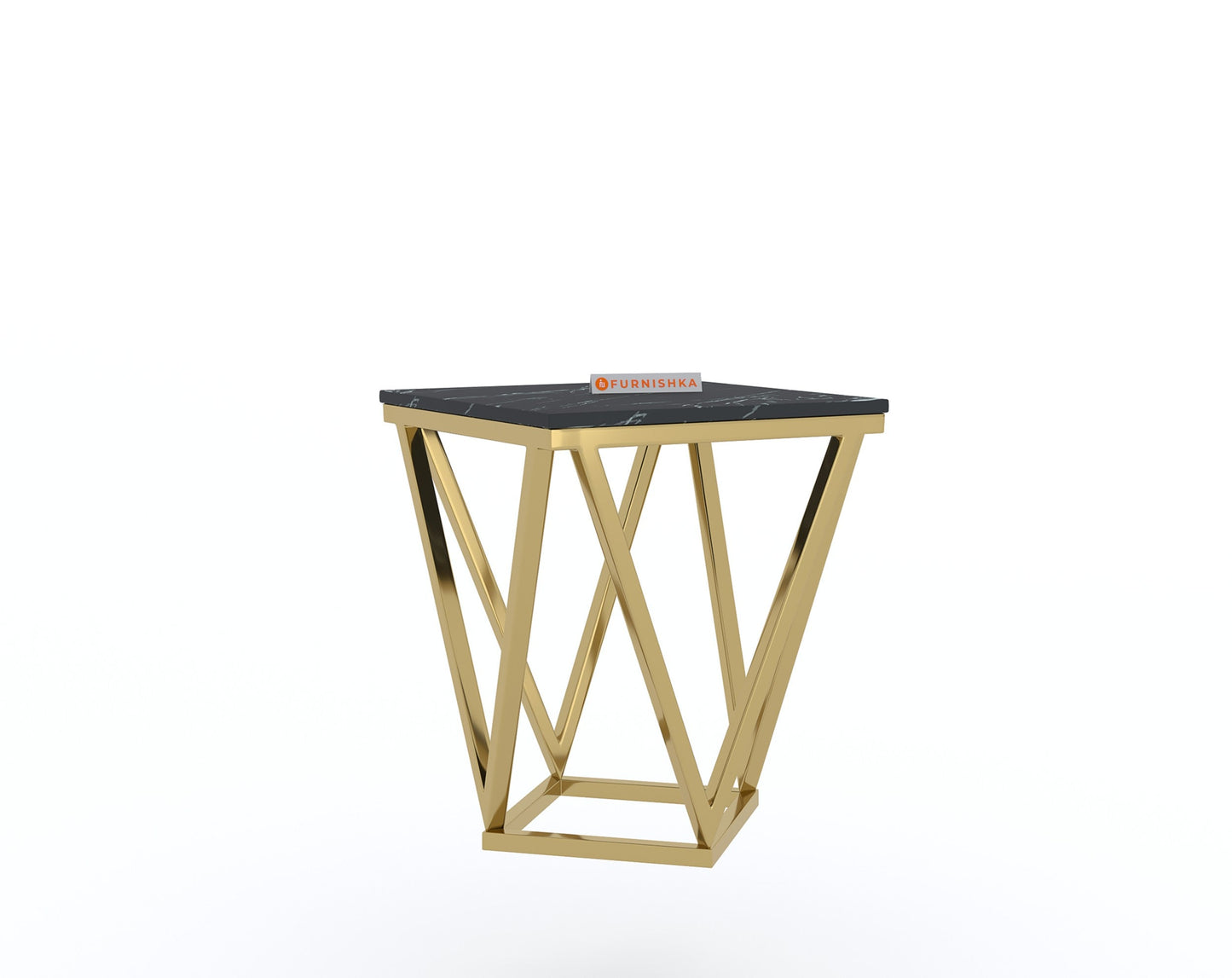 Solaia Side Table with Black Engineered Marble Top - Furnishka 