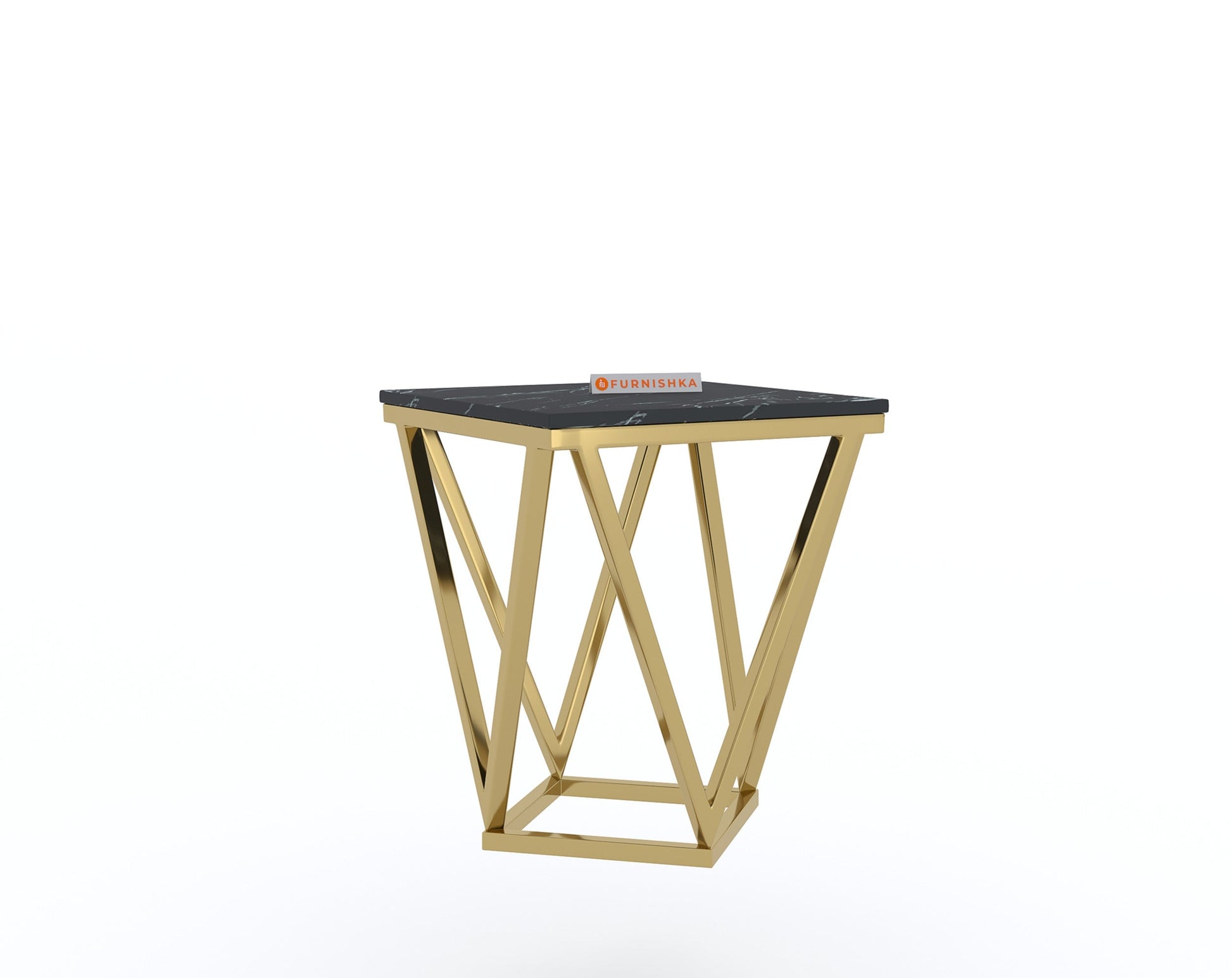 Solaia Side Table with Black Engineered Marble Top - Furnishka 