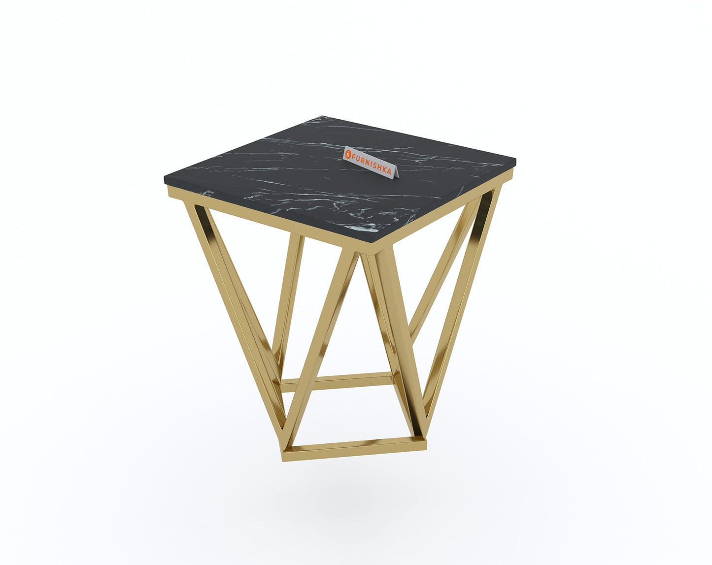 Solaia Side Table with Black Engineered Marble Top - Furnishka 