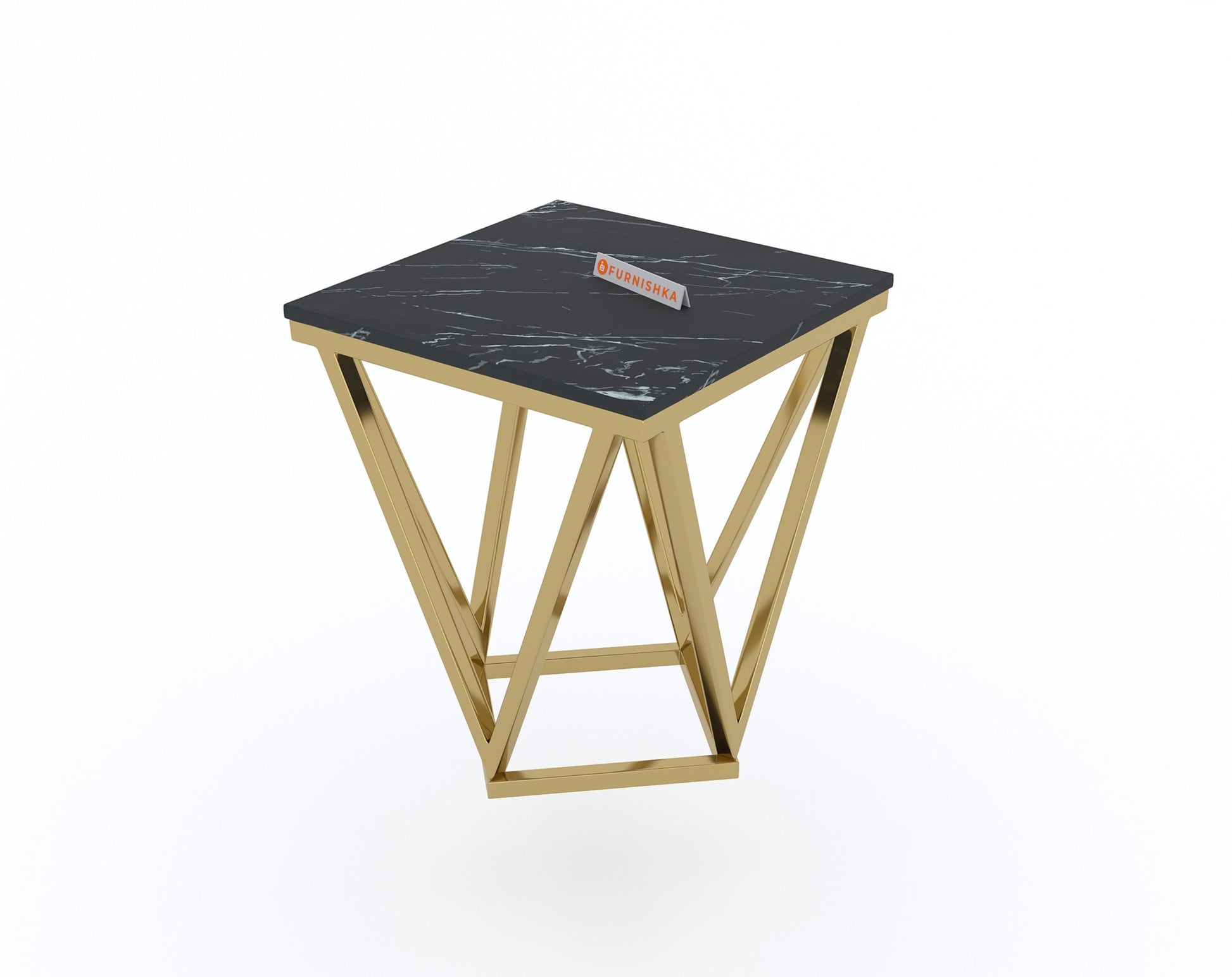 Solaia Side Table with Black Engineered Marble Top - Furnishka 
