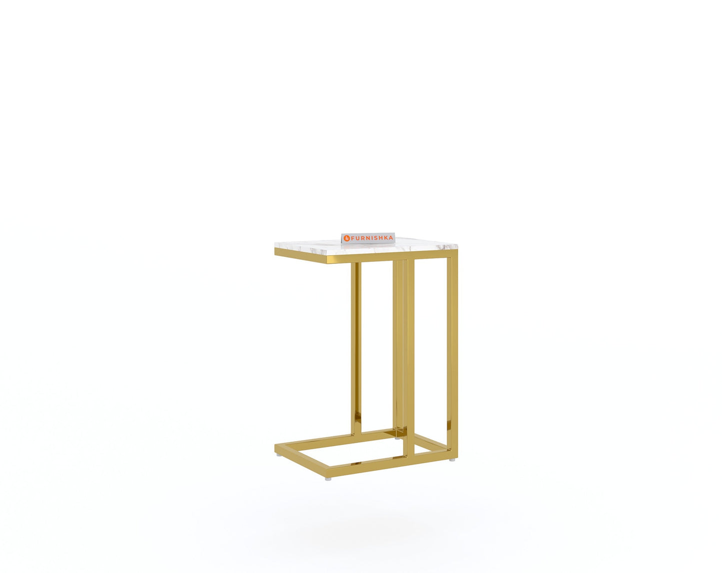 Ovid Side Table with White Engineered Marble Top - Furnishka 
