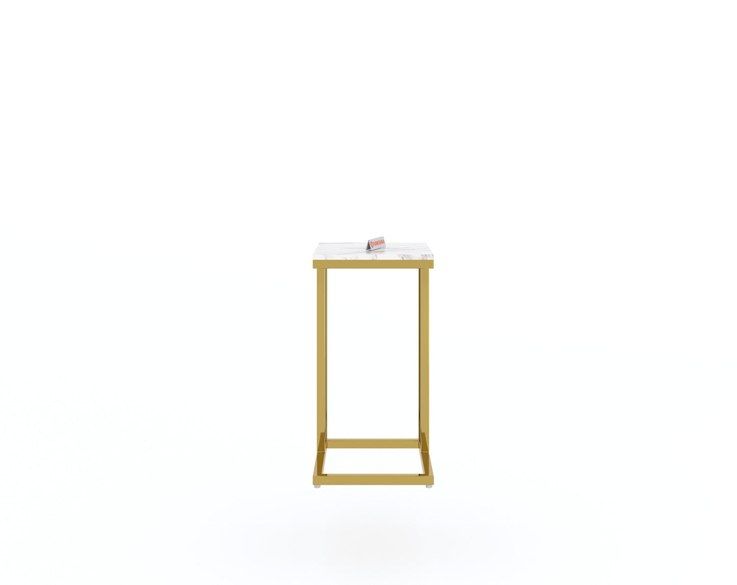 Ovid Side Table with White Engineered Marble Top - Furnishka 