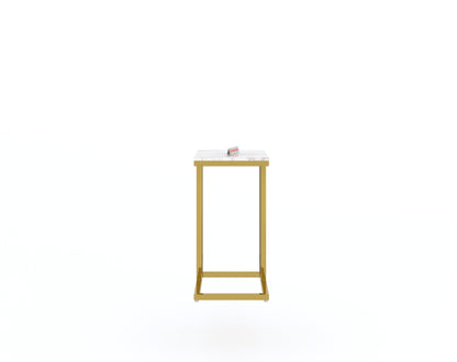 Ovid Side Table with White Engineered Marble Top - Furnishka 