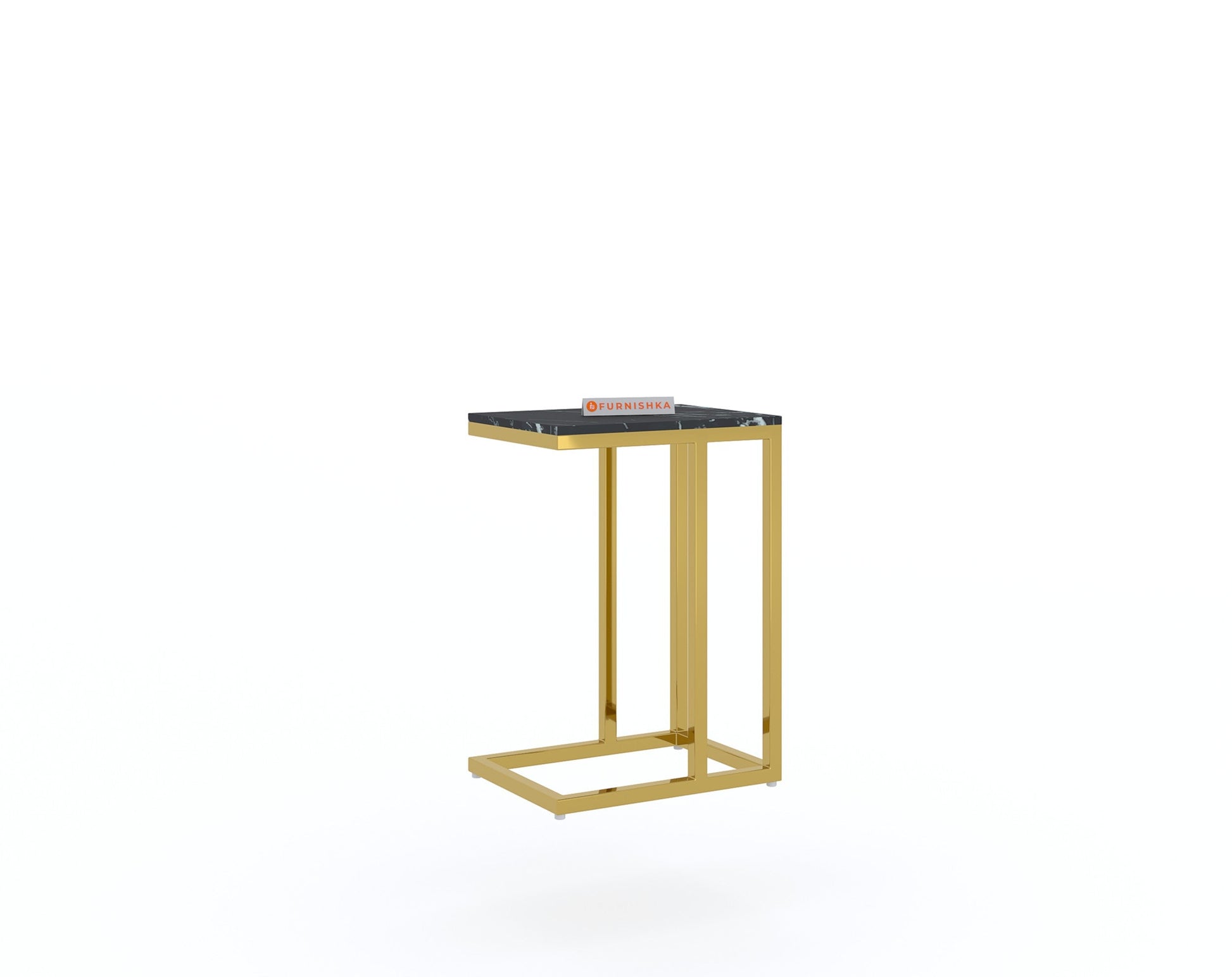 Ovid Side Table with Black Engineered Marble Top - Furnishka 