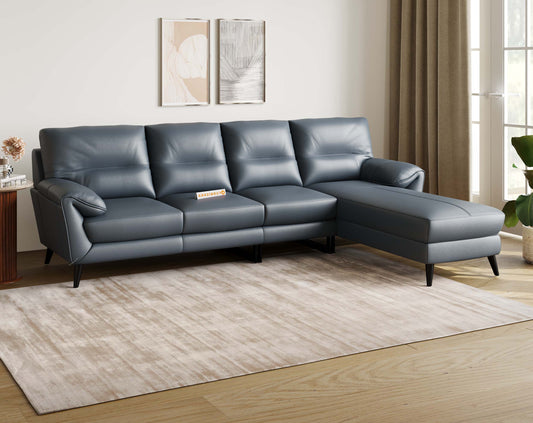 Suntory 3 Seater Sectional Leather Sofa - RHS - Furnishka 
