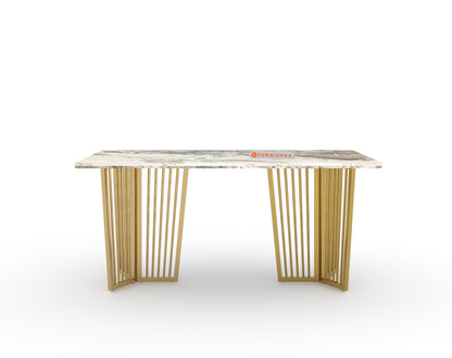 Barolo Dining Table with Green Choco Marble Top - 4 Seater - Furnishka 