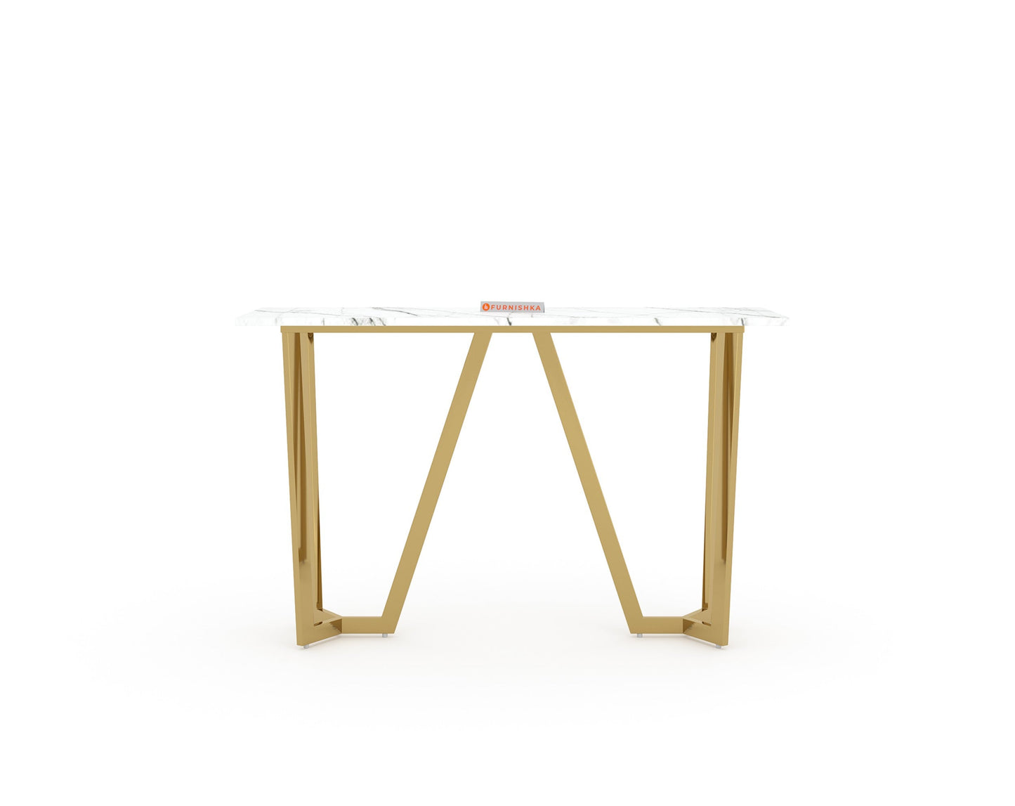 Olzaa Console Table with White Engineered Marble Top - Furnishka 
