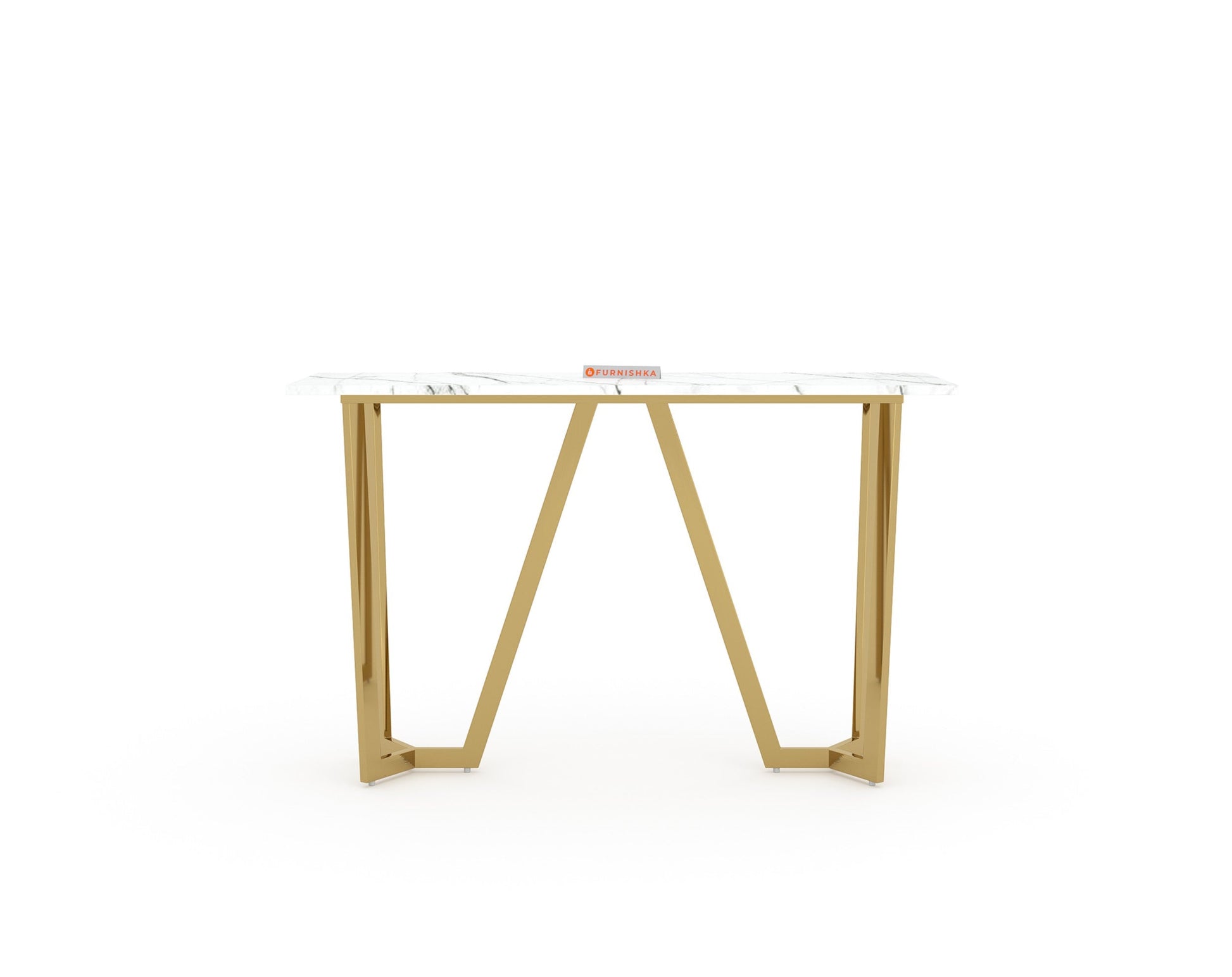 Olzaa Console Table with White Engineered Marble Top - Furnishka 