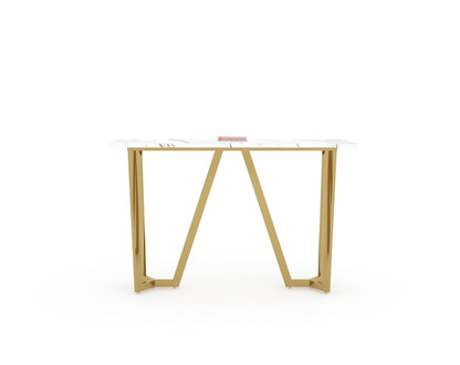 Olzaa Console Table with Green Choco Marble Top - Furnishka 