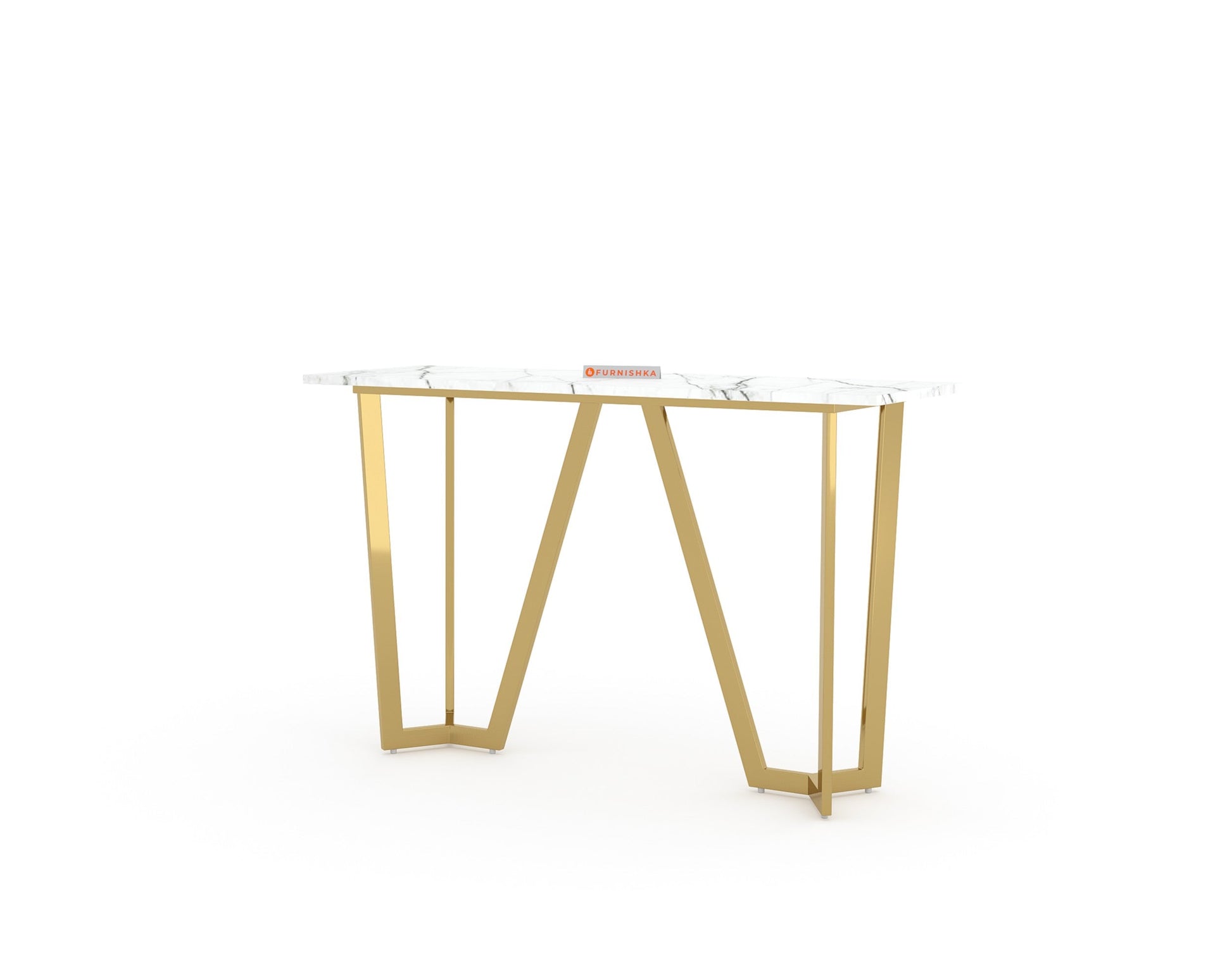 Olzaa Console Table with White Engineered Marble Top - Furnishka 