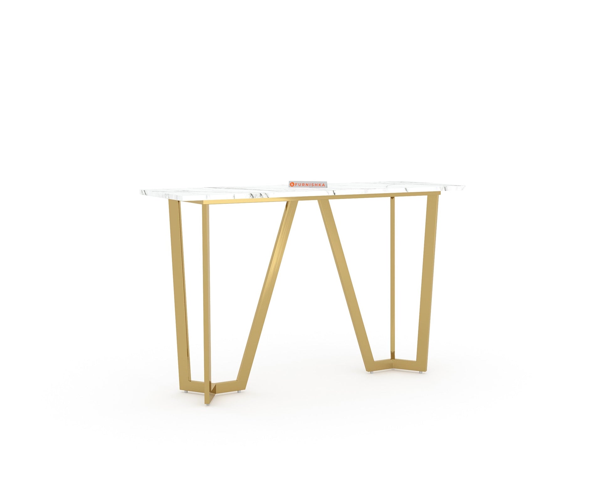 Olzaa Console Table with White Engineered Marble Top - Furnishka 