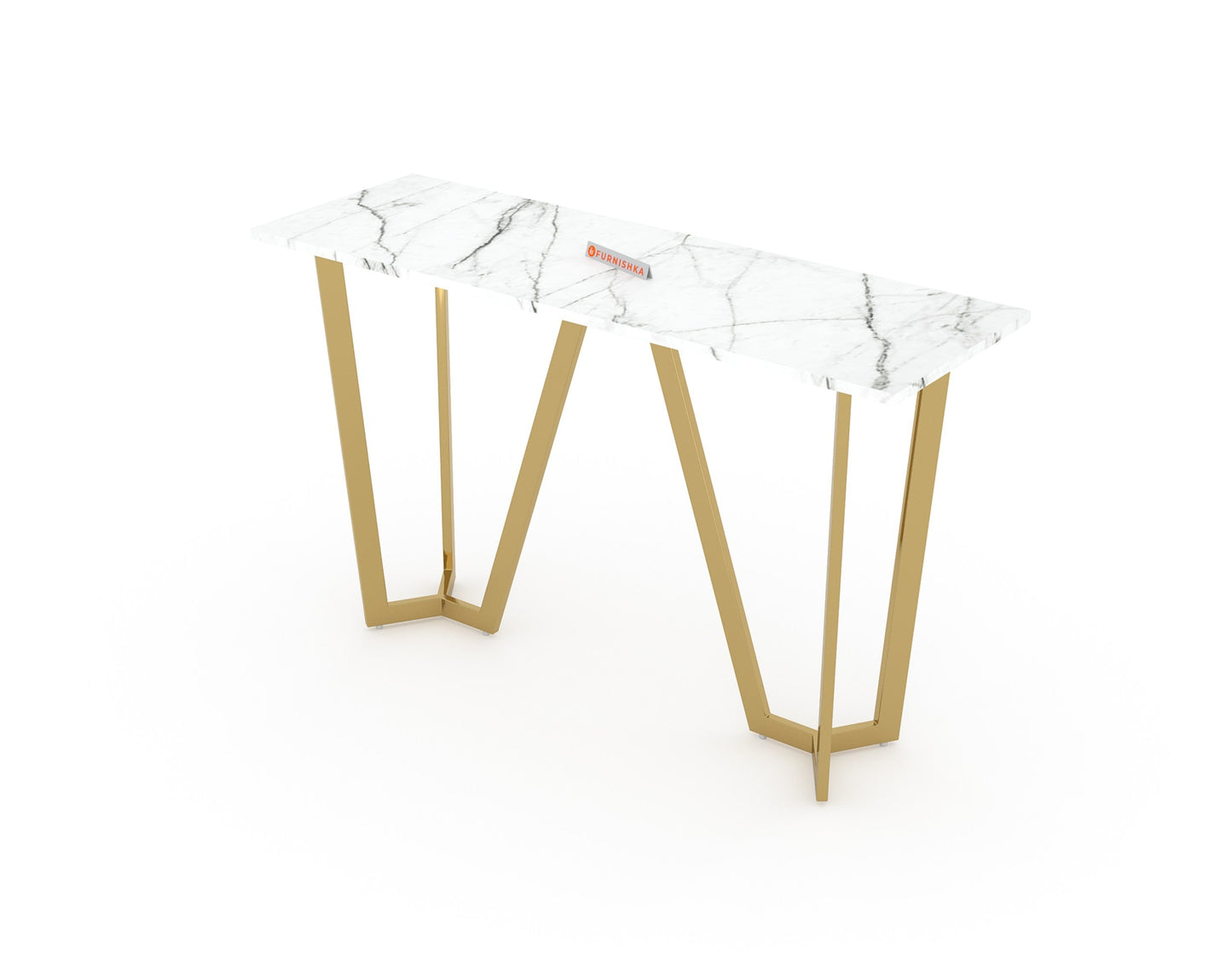 Olzaa Console Table with White Engineered Marble Top - Furnishka 