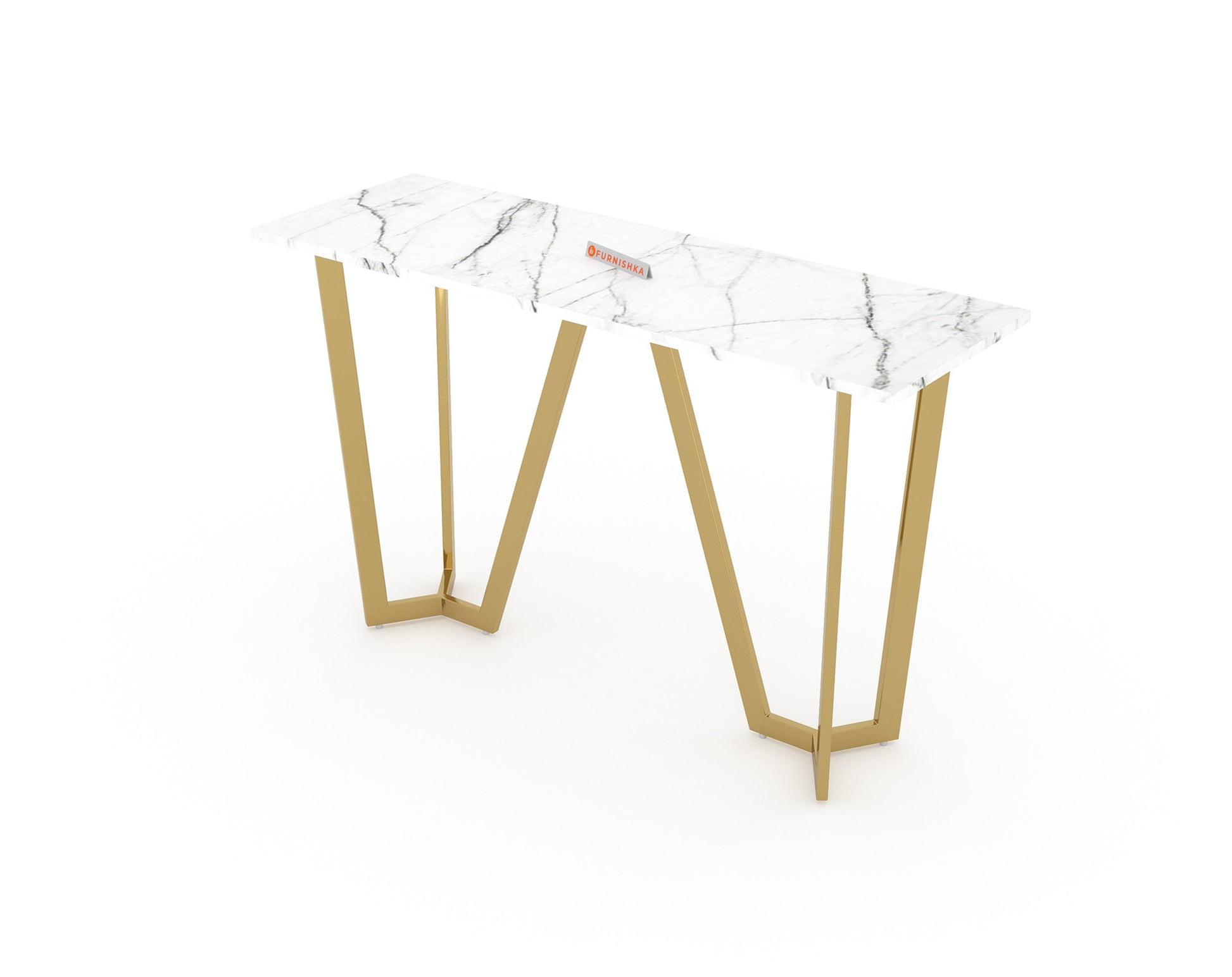 Olzaa Console Table with White Engineered Marble Top - Furnishka 