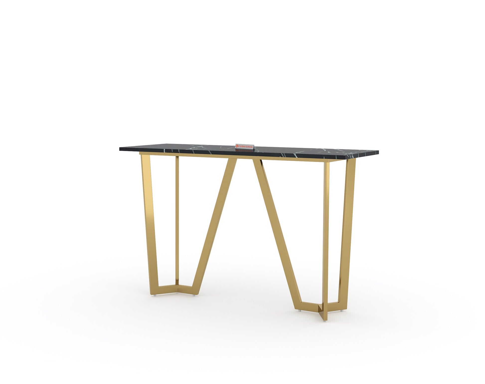 Olzaa Console Table with Black Engineered Marble Top - Furnishka 