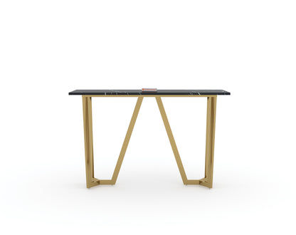 Olzaa Console Table with Black Engineered Marble Top - Furnishka 