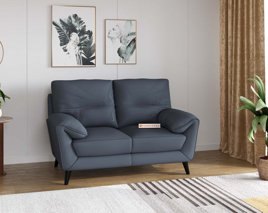 Suntory Leather 2 Seater Sofa - Ocean Blue Finish - Furnishka 